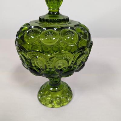 L E Smith Moon & Stars Glass Candy Dish