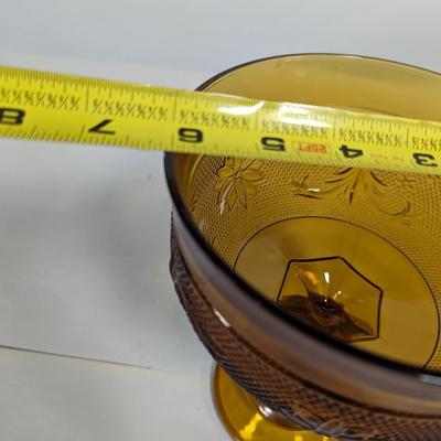 Tiara Glass Amber Candy Pedestal Dish