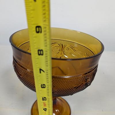 Tiara Glass Amber Candy Pedestal Dish