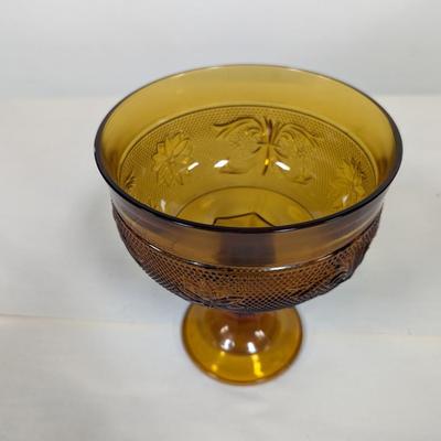Tiara Glass Amber Candy Pedestal Dish