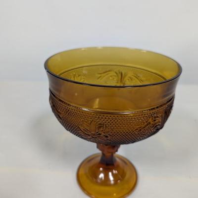 Tiara Glass Amber Candy Pedestal Dish