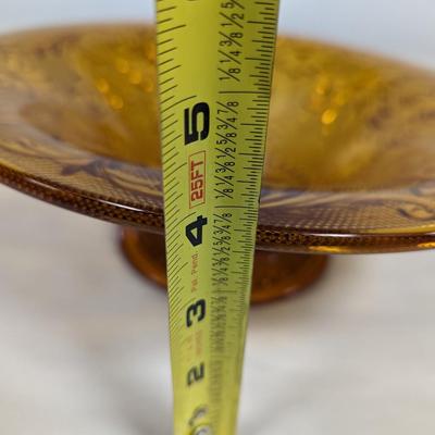 Tiara Glass Amber Footed Center Console Bowl
