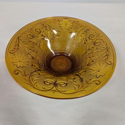 Tiara Glass Amber Footed Center Console Bowl