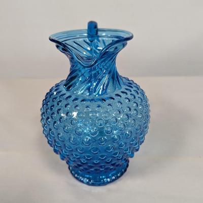 Tiara Blue Hobnail Pitcher