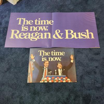 2 Vintage The Time is now Reagan & Bush Posters