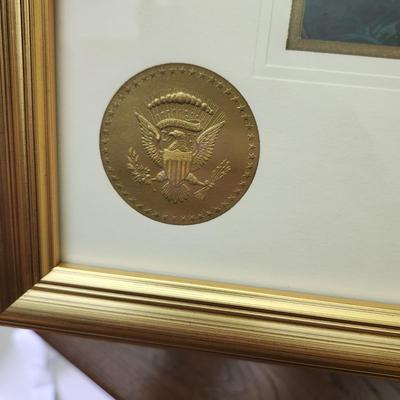 1957 The Green Room Christmas Card Dwight D Eisenhower Framed