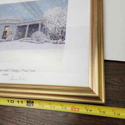 2003,2004,2005,2006 Framed Bush White House Christmas Cards