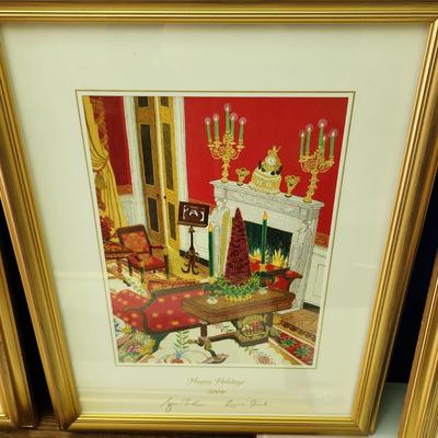 2003,2004,2005,2006 Framed Bush White House Christmas Cards