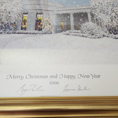2003,2004,2005,2006 Framed Bush White House Christmas Cards
