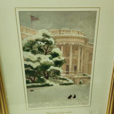 2003,2004,2005,2006 Framed Bush White House Christmas Cards