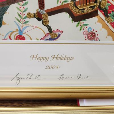 2003,2004,2005,2006 Framed Bush White House Christmas Cards