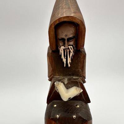 Vintage Hand Carved Friar Priest Bookends
