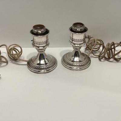CREST SILVER CO STERLING ELECTRIFIED WEIGHTED CANDLE STICKS