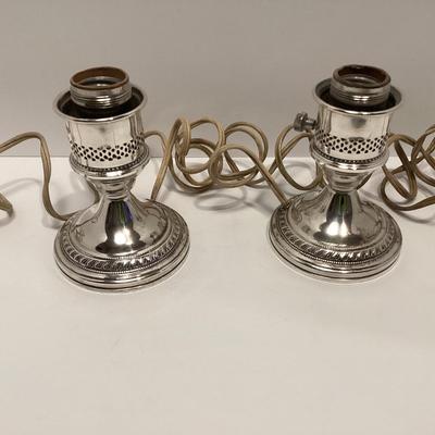 CREST SILVER CO STERLING ELECTRIFIED WEIGHTED CANDLE STICKS