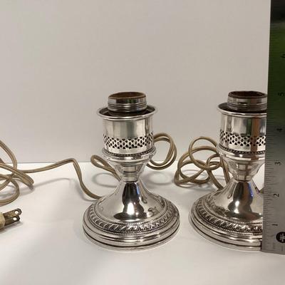 CREST SILVER CO STERLING ELECTRIFIED WEIGHTED CANDLE STICKS