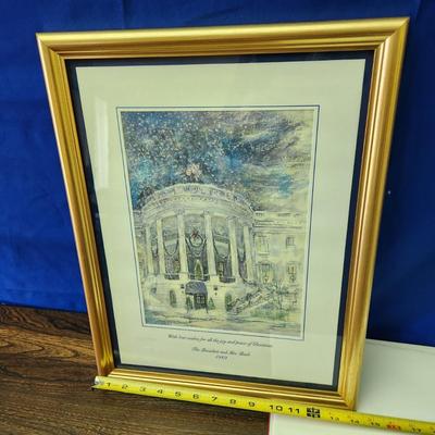 1989 Framed Christmas Card The President and Mrs. Bush