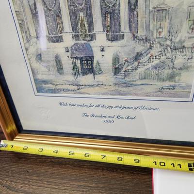 1989 Framed Christmas Card The President and Mrs. Bush