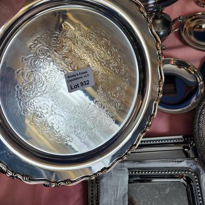 Large Collection of Silver Plate Bowls Trays Creamer Sugar Bowl