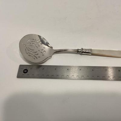 Serving spoon Mother of pearl handle and Sterling Silver band