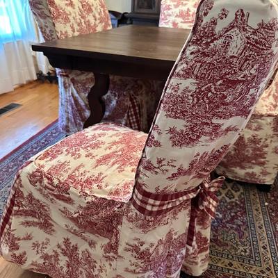 VINTAGE DINING TABLE, CHAIRS