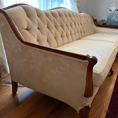 FRENCH PROVINCIAL TUFTED BACK SOFA