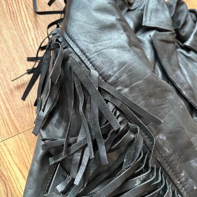 BLACK FRINGED LEATHER MEN'S JACKET