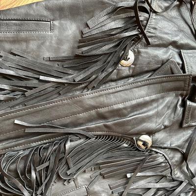 BLACK FRINGED LEATHER MEN'S JACKET