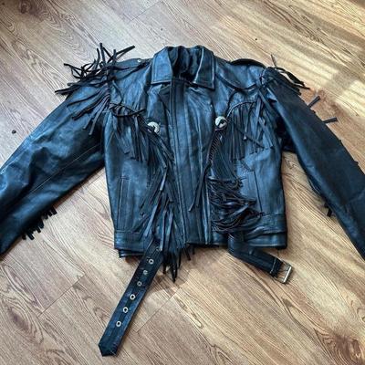 BLACK FRINGED LEATHER MEN'S JACKET