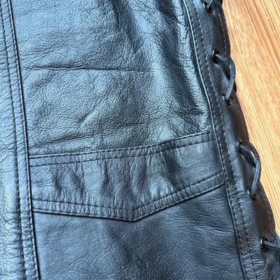 BLACK LEATHER RIDING PANTS & VEST SET