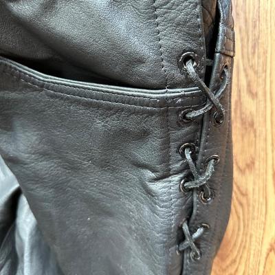 BLACK LEATHER RIDING PANTS & VEST SET