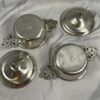 Woodbury Pewterers Pewter Porringers with Lids