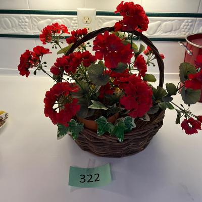 Geranium plants in baskets