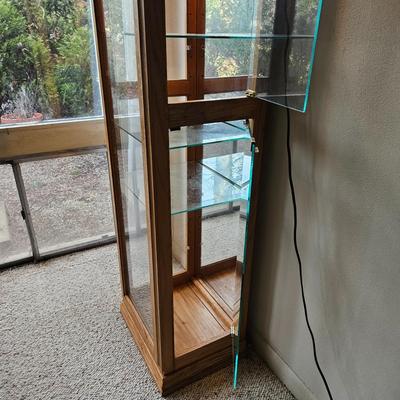 Oak Curio Cabinet with Glass Shelves (BD-DW)