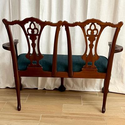 Vtg. Chippendale Carved Mahogany Settee ~ With Ball & Clawfoot