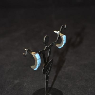 925 Sterling & Turquoise Geometric Drop Earrings 2.5g