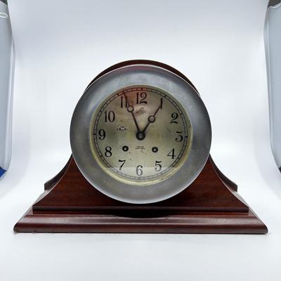 N247 Vintage Silver Finish Chelsea Shipâ€™s Bell 8â€ Clock