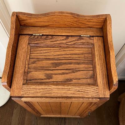 Wooden Trashcan/Hideaway Lift-Top Box (O-RG)