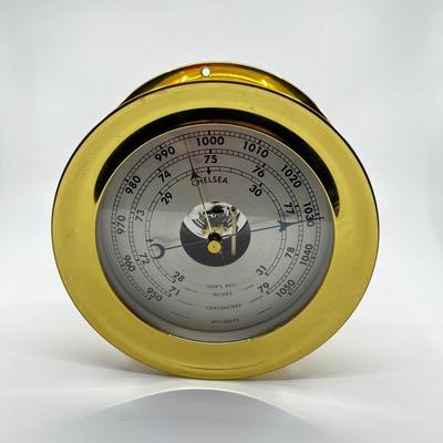 N250 Chelsea Shipâ€™s Bell Aneroid Barometer Brass