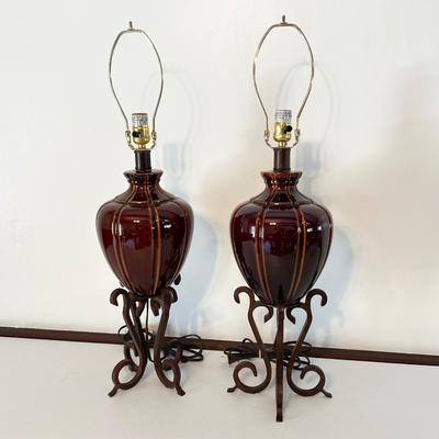 Pair (2) Ceramic / Metal Table Lamps