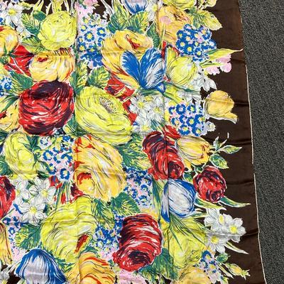 Colorful Floral Flower Pattern Silk Scarf