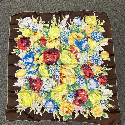 Colorful Floral Flower Pattern Silk Scarf