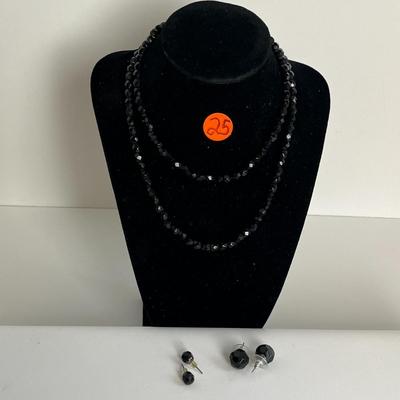 Black Beaded Statement Necklace and Earring Set (25)