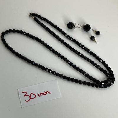 Black Beaded Statement Necklace and Earring Set (25)