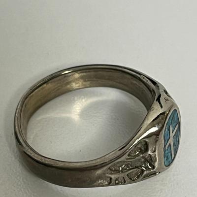 Blue Stone Cross Ring (32)