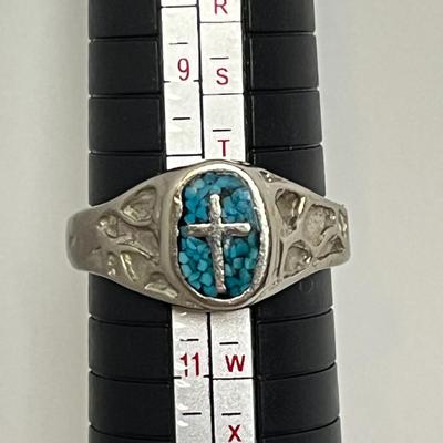 Blue Stone Cross Ring (32)