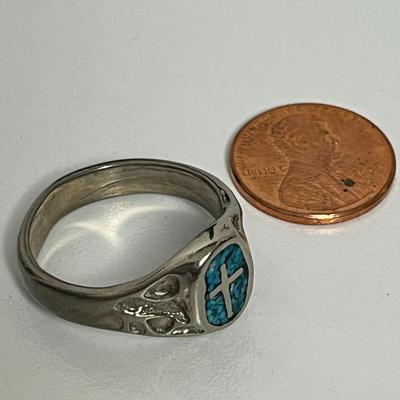 Blue Stone Cross Ring (32)
