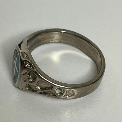 Blue Stone Cross Ring (32)