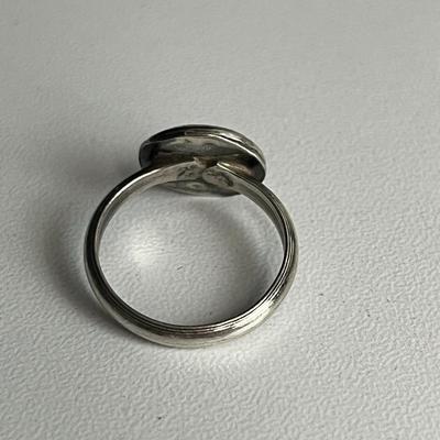 Silver Round Color Block Ring (49)
