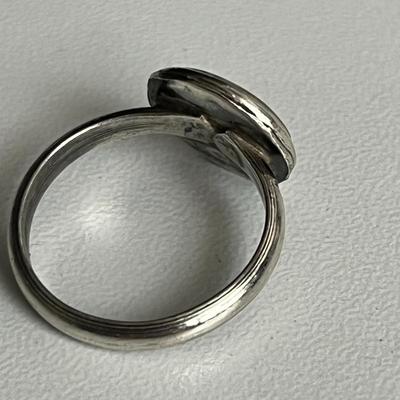 Silver Round Color Block Ring (49)