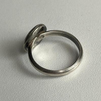 Silver Round Color Block Ring (49)